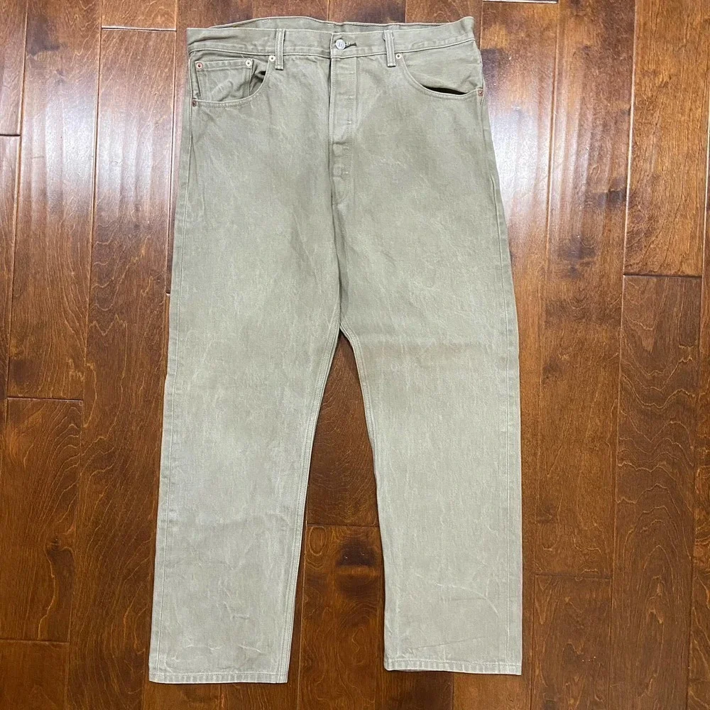 Levi's 501 XX Shrink To Fit Classic Straight Leg Khaki Tan Denim Jeans 40 x 32